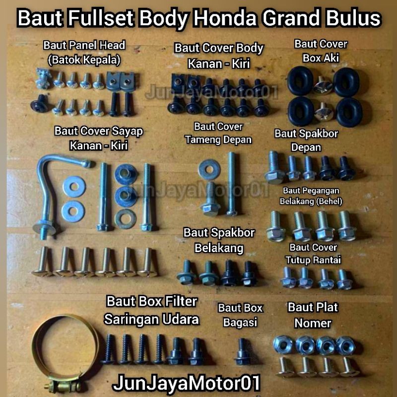 COD / Promo / Original / Baut Lengkap Full Set Body Honda Grand Bulus / Baut Lengkap Fullset Bodi Ho