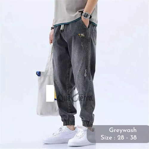 Jeans Joger Sobek-Sobek Jumbo | Ripped Jeans Pinggang Karet QC