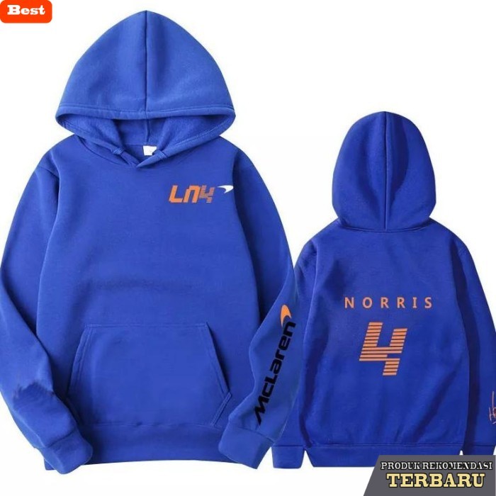 hoodie pria keren Jaket Hoodie Pembalap F1 Lando Norris Mclaren Pria Wanita Custom - Biru, M