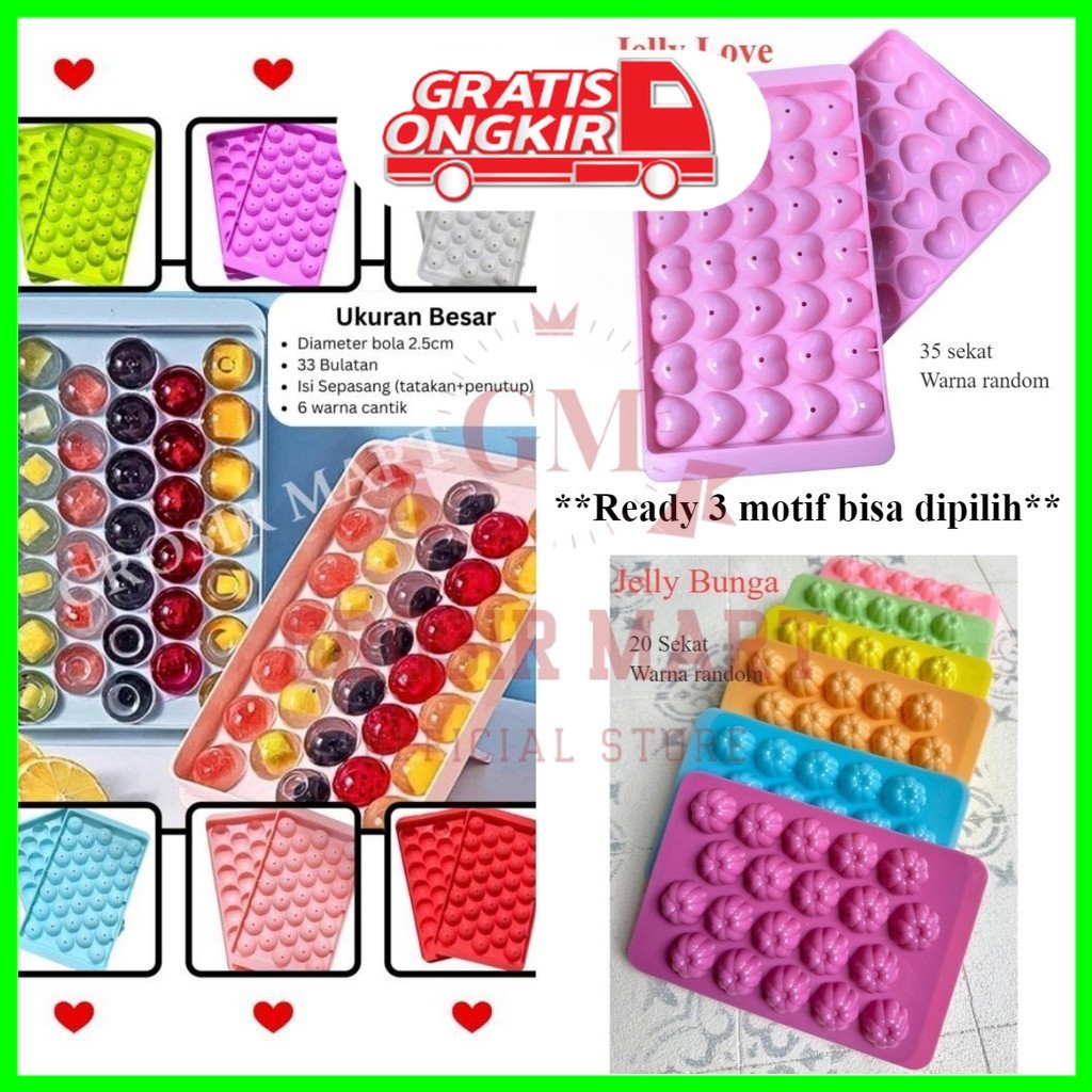 Cetakan Jelly Love Bunga Bulat Jumbo Cetakan Es Batu Love Jumbo 35 Lubang Jelly Ball Love Jumbo 35 L