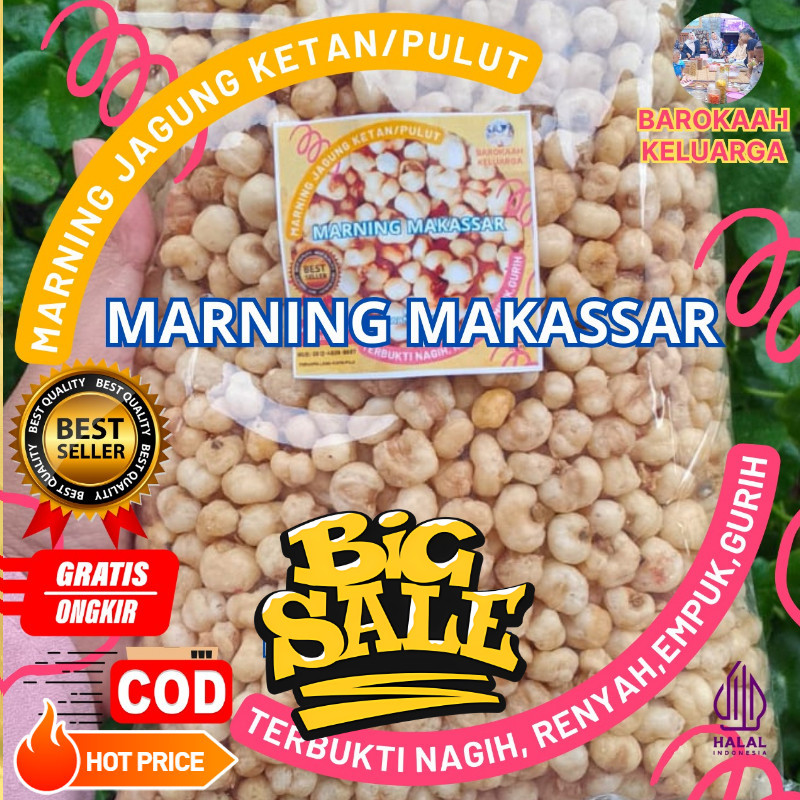 

JAJANAN MAKARONI JAGUNG MARNING SULTAN/ SNACK JAGUNG MARNING KETAN/JAGUNG MARNING PUTIH 100 GR, 250 GR 500 GR, 1KG GURIH BAWANG TERBUKTI EMPUK RENYAH GURIH