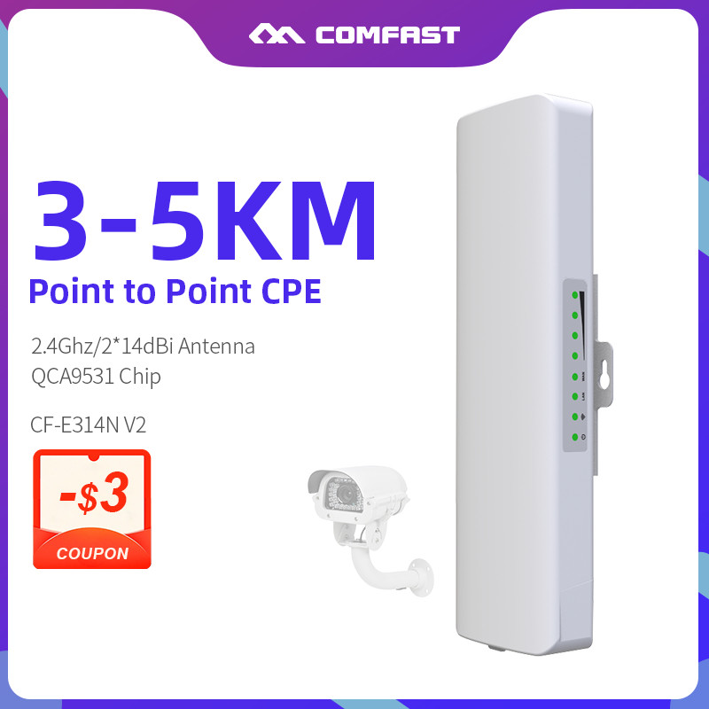 COMFAST CF-E314NV2 300Mbps 2.4GHz Outdoor Mini Wireless AP Bridge WIFI CPE Access Point Dual 2*14dBi
