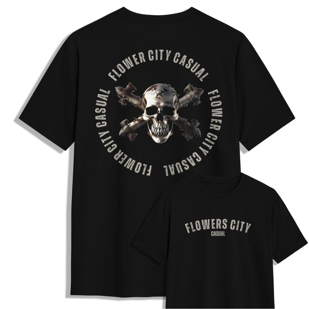 Kaos Distro Pria Flowers City Casual Lengan Pendek Combed 24s