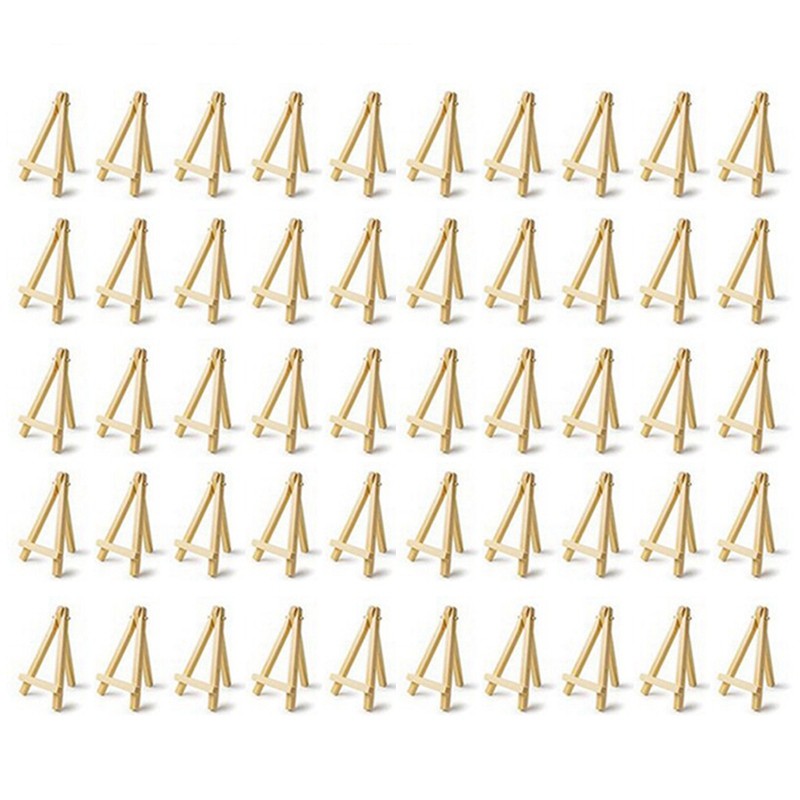 

50Pcs Kids Mini Wooden Easel Art Painting Card Stand Display Holder Drawing for School Student Artist Supplies 16X9cm