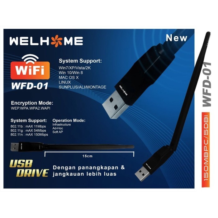 Wifi Dongle USB Set Top Box DVB T2 STB Noise Antena Luby Internet - WFD-01 WL
