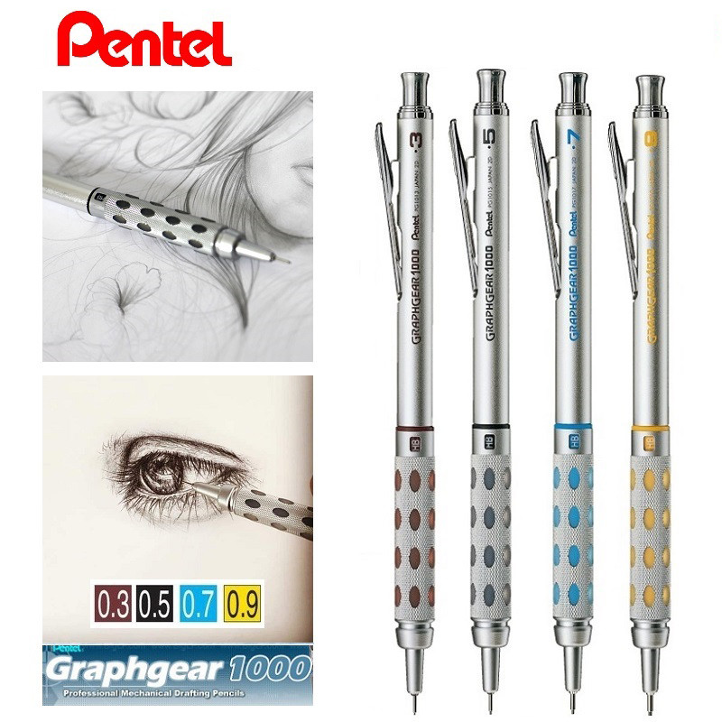 

Pentel GRAPHGEAR 1000 Mechanical Pencil, Professional Metal Sketching Drawing Architectural design Useful Pen School,Officer Art