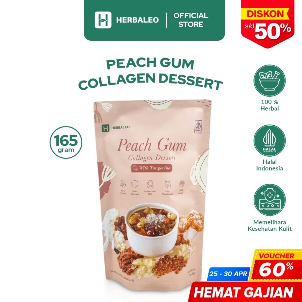 

Herbaleo Collagen Dessert Peach Gum 165 GR with Tangerine Halal SP-013