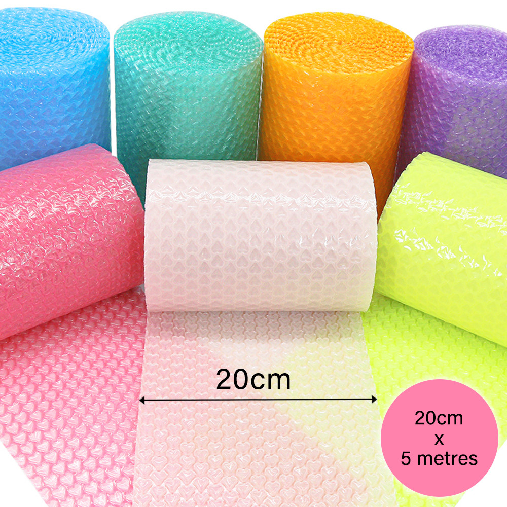 

20cmx5 Meters Pink Blue Lovely Heart Shape Bubble Wrap Shockproof Package For Gifts Box Fragile Glass Goods Pack Party Decor