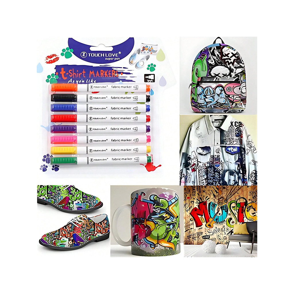 

8pcs Waterproof Color Fabric Textile Marker Pen For T Shirt Shoes Clothes Wood Stone DIY Art Graffiti Drawing Painting