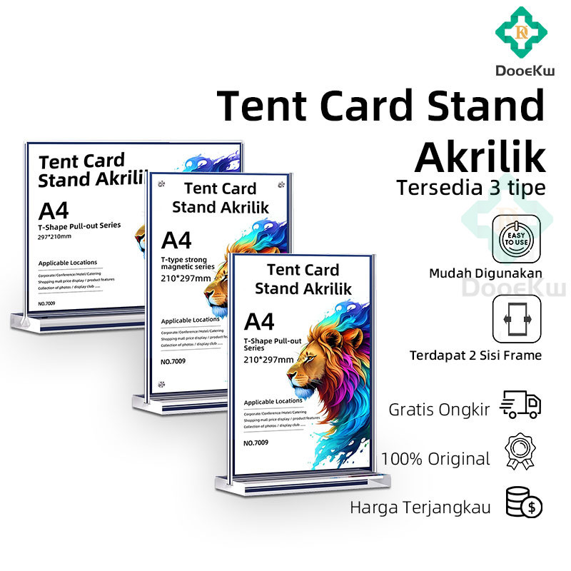 

Tempat Brosur A4 1.5mm Portrait 2 Sisi / Tent Holder / Tent Card Stand Akrilik
