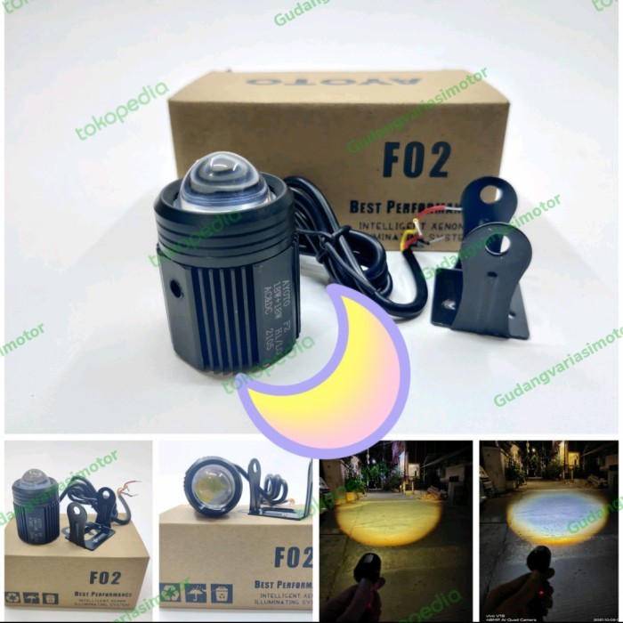 ayoto lampu tembak d2 laser 2 warna putih dan kuning f02 promo super