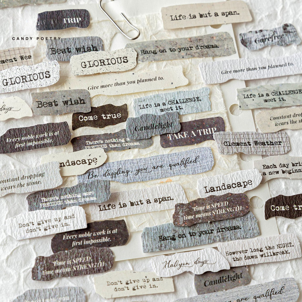 

Journamm 50 Pcs English Label Sticker Paper Material DIY Diary Decoration Sticker Album Scrapbooking Junk Journal