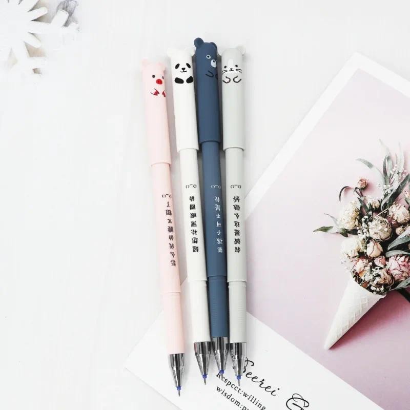 

4 Pcs/Set Supplies Stationery Gift 0.5mm Blue Black Kawaii Pig Bear Cat Mouse Erasable Gel Pen School Office Ink Stationary