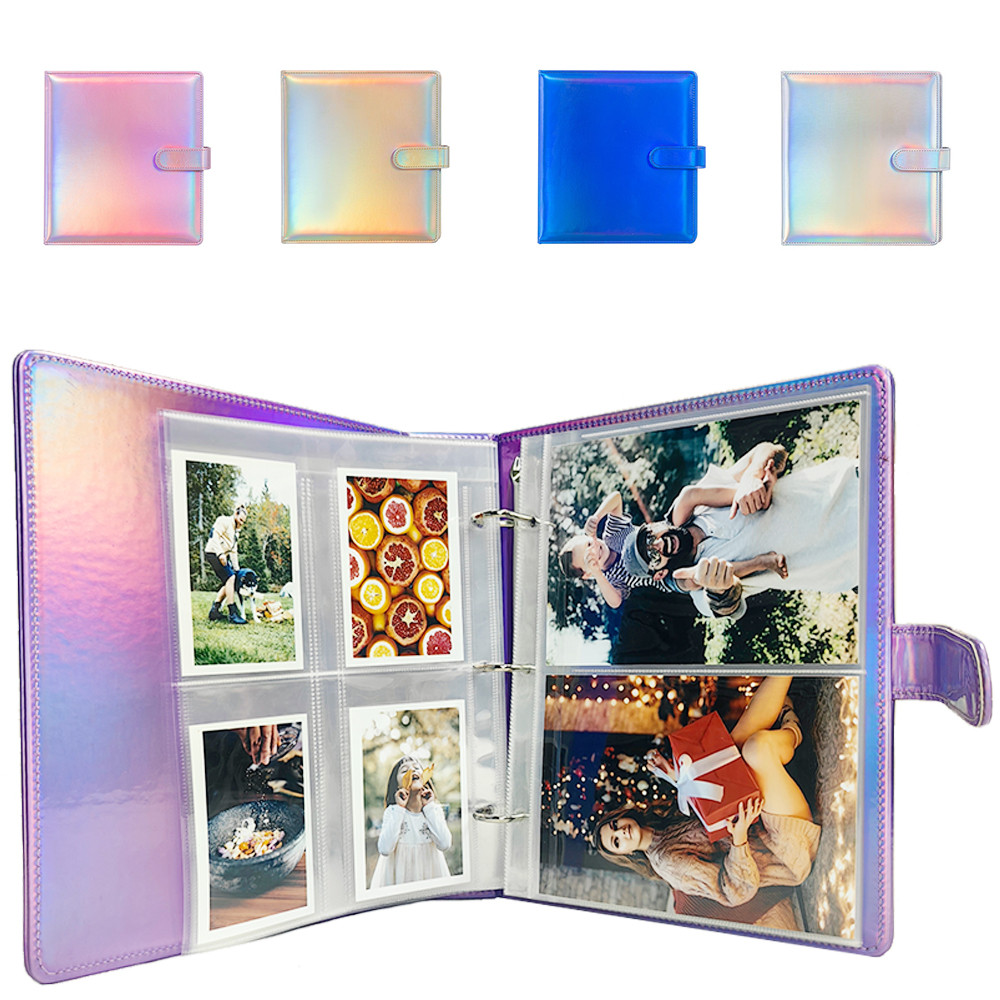 

PLRBOK A5 Widened 3-ring D-shaped Magnetic Buckle Laser Mirror Binder Photo Album Card PhotoCard Collection Book Ring Notebook