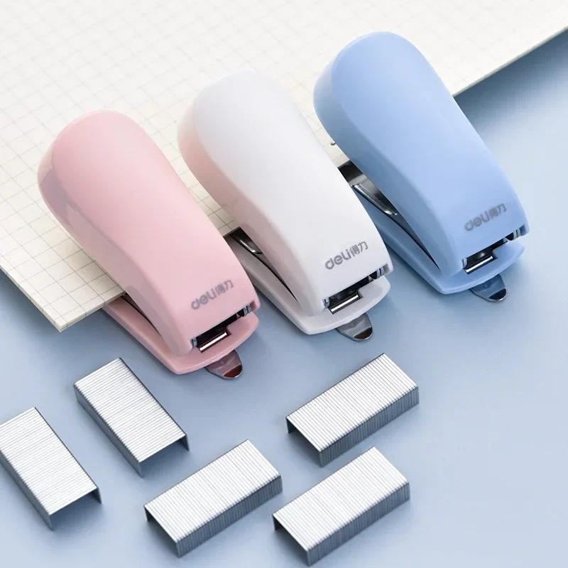 

1pc Cute Macaron Color Mini Stapler for Student Stationery Combo Set Convenient Small Stapler and Staples for Binding Paper