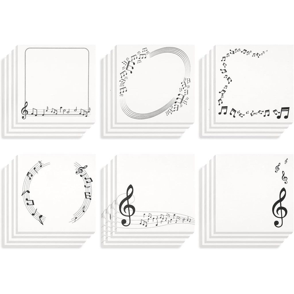 

6Pcs Minimalist Sticker Cute Musical Note Sticky Notes Self adhesive N time Stickers Memo Pads School Office Stationery Supplies
