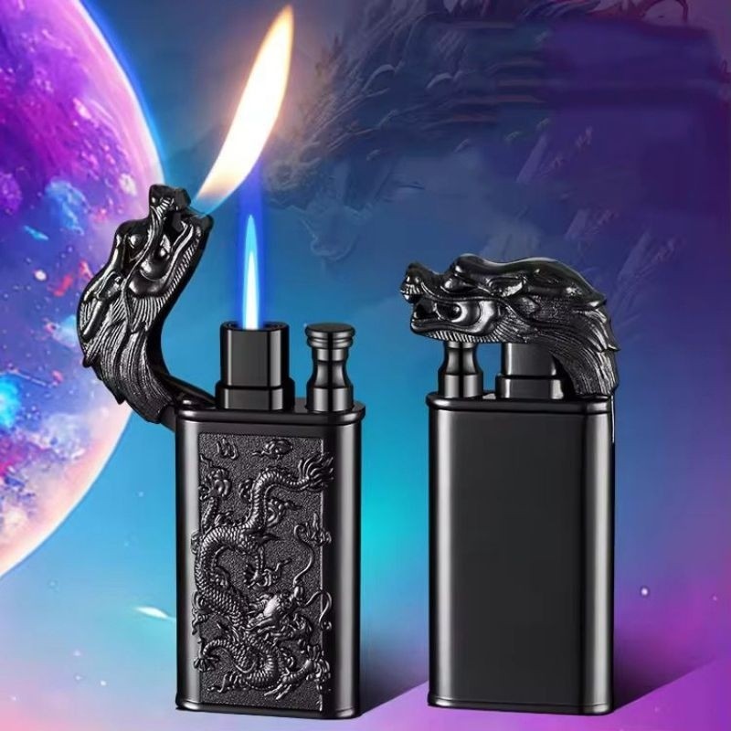 Promo korek api naga sembur korek gas isi ulang korek api unik motif dragon keren