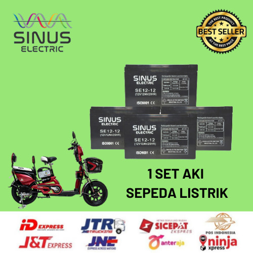 AKI SEPEDA LISTRIK SELIS (1SET/4PCS) 12V 12AH PALING BAGUS
