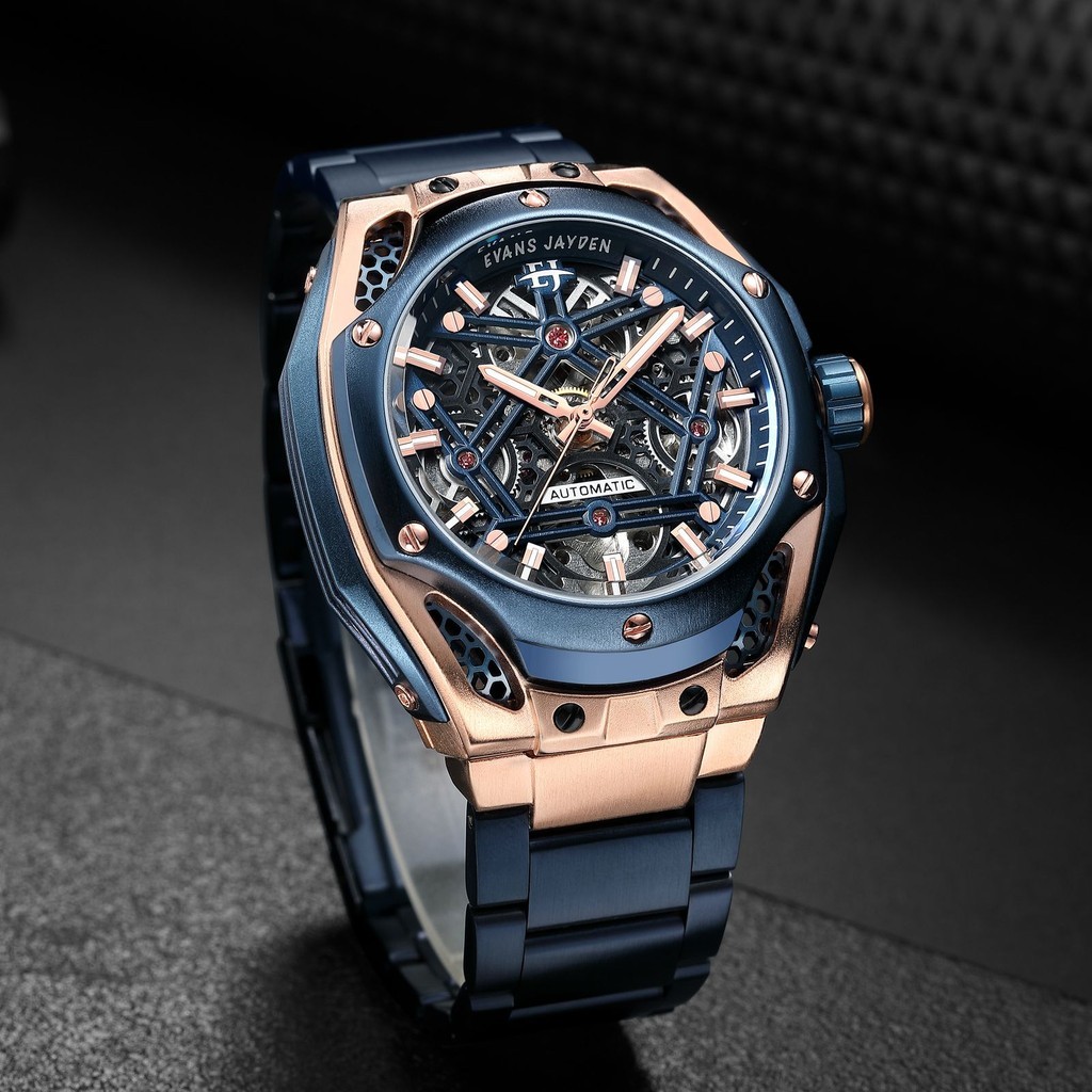 Jam tangan  Evans Jayden Jam Tangan Pria 9622 Rantai Automatic Movement Stainless Steel Kaca Sapphir