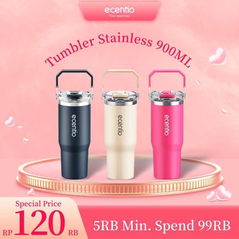 

(COD) PROMO ecentio double-layered stainless steel cup with handle 900ML