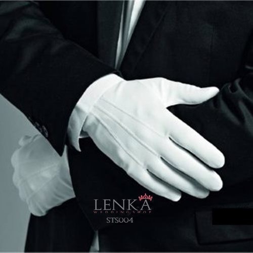 SARUNG TANGAN PESTA PENGANTIN PRIA TUXEDO MODERN WEDDING GLOVES STS004 - Jumbo Putih
