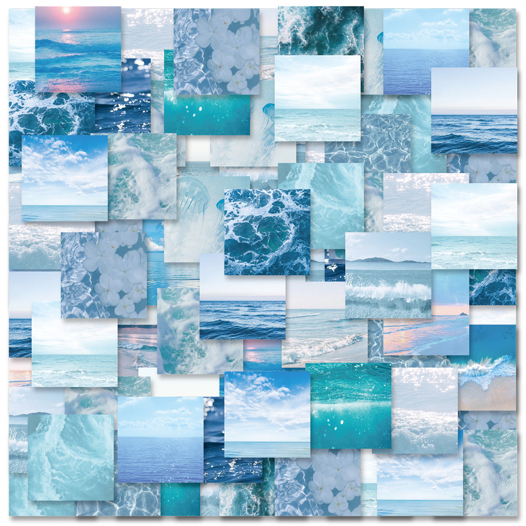 

46pcs Blue Ins Landscape Pattern Sticker for Notebook, Phone Case, Water Bottle, Suitcase, Children's Toy Sticker, DIY Sticker