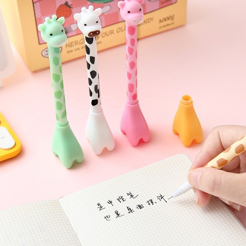 

MAOMAO Pena Tinta Hitam Karakter Hewan Lucu Model Animal Pen Gel Jerapah Girrafe Ballpen Pena Pulpen Ujung Lancip Karakter