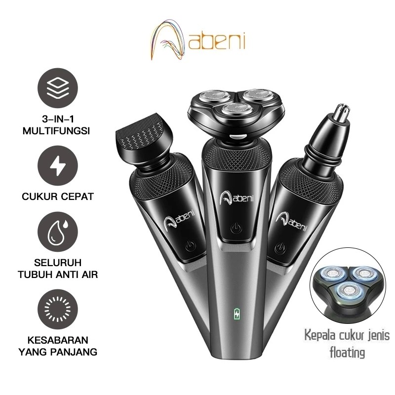 Abeni Alat Cukur Elektrik / Shaver / cukur jenggot  Listrik Portable 3IN1 Upgrade kelabu Kekuatan mo