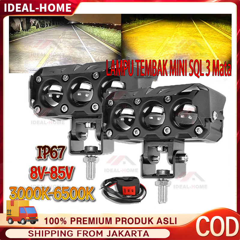 Lampu Tembak Led Foglamp CR7 SQL 3 Mata Laser Gun Putih Kuning 2 Warna Waterproof CR7 Lampu Tembak 3