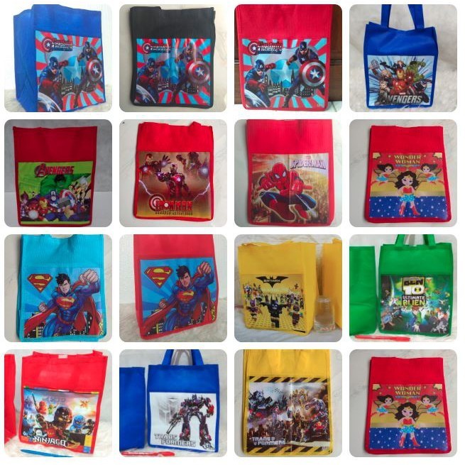 

12Pcs - BOY Tas Ulang Tahun Bingkisan Snack Goodie Bag Ulang Tahun Anak Premium Spunbond Bag Tebal
