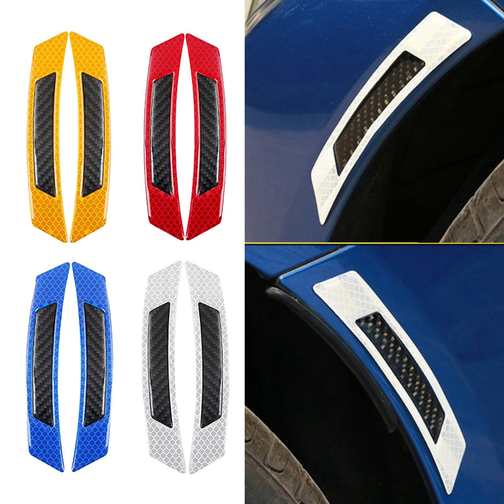 Sticker Reflector 3D Carbon 2pcs Wheel Fender Stiker Reflektor Atas Ban Mobil