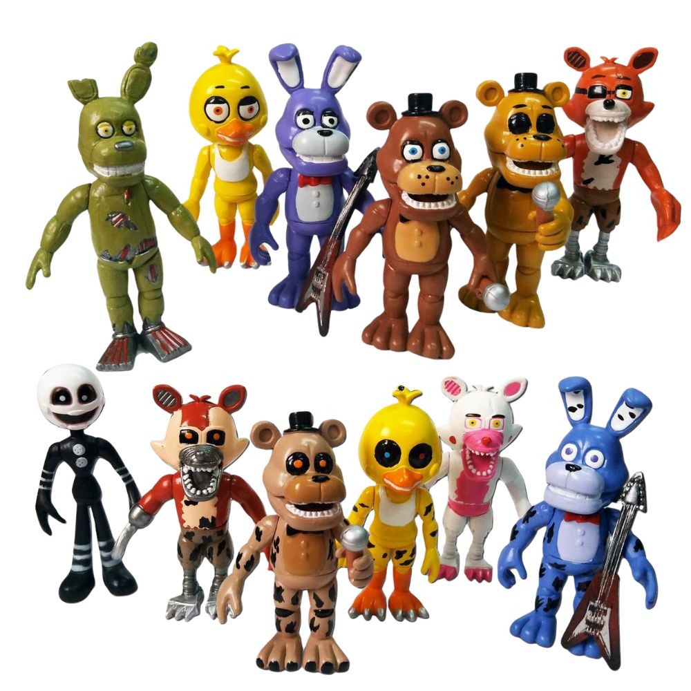 4.5 inches FNAF Figures Blacklight Bonnie Foxy Chica FREDDY FROSTBE Action Figure PVC Collection Dol