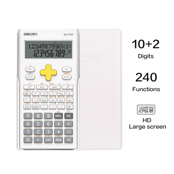 

Deli Calculator Scientific Kalkulator 24 Fungsi Kalkulasi 3 Warna - Putih