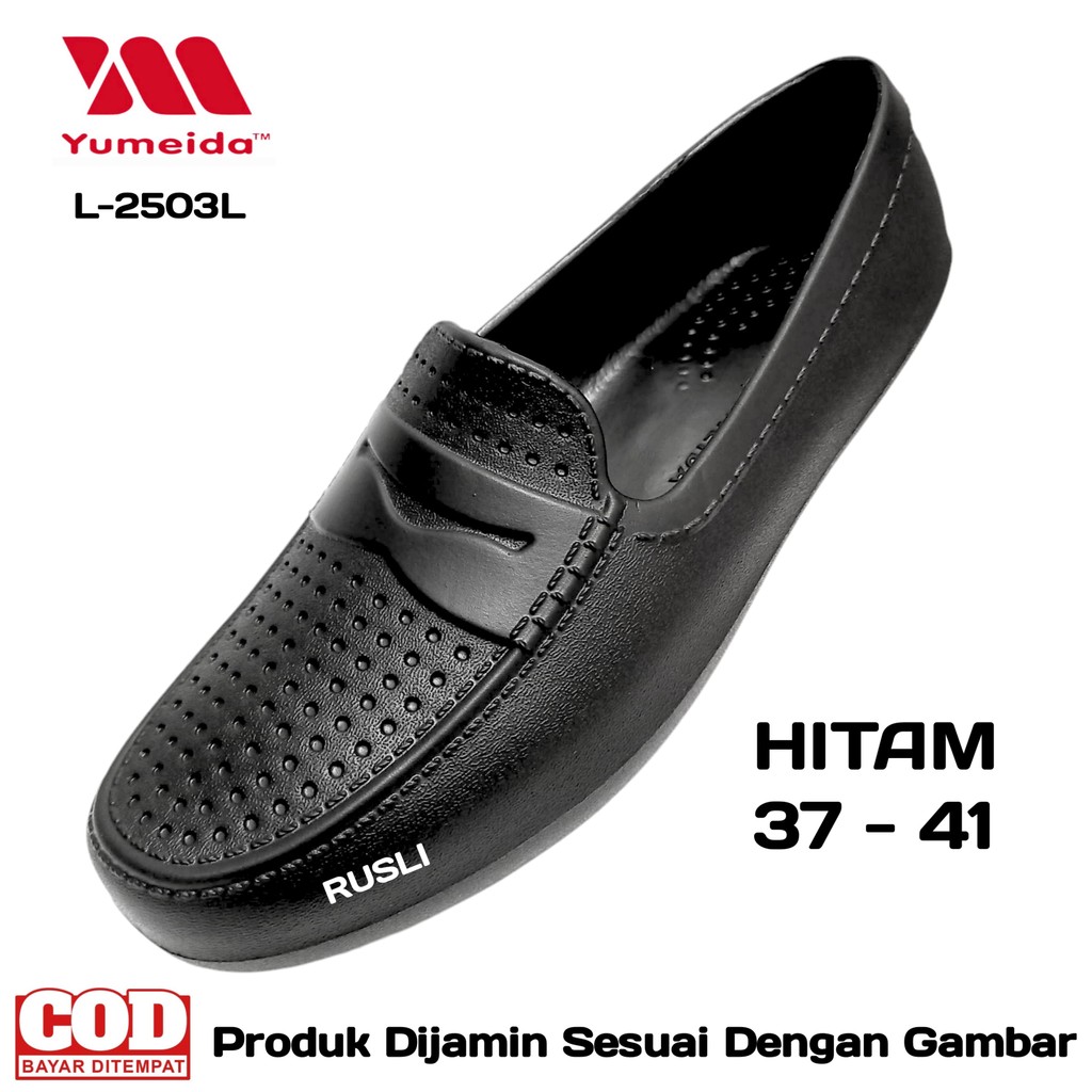 (COD) Sepatu Karet Wanita Hitam Flat Shoes Yumeida 2503 dan F085