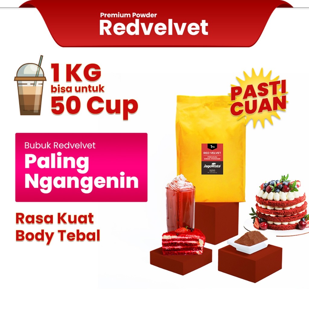 

Jagorista Bubuk Minuman Redvelvet 1 KG Kualitas Premium