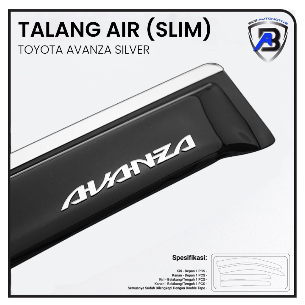 Talang Air Pintu Mobil List Silver Chrome Avanza Lama 2004 - 2011 Model Slim 4 Pintu