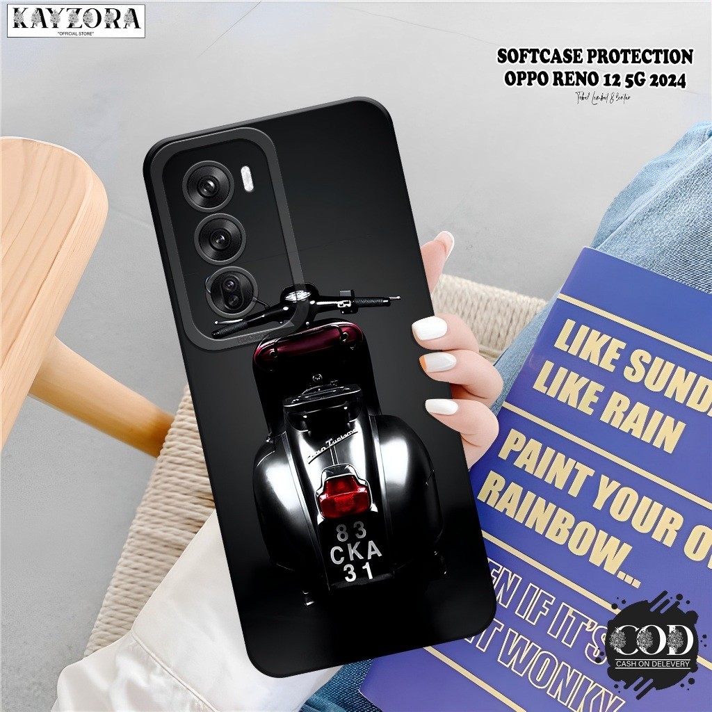 Case OPPO RENO 12 5G 2024 Terbaru KAYZORA Fashion Case Vespa Casing OPPO RENO 12 5G Silikon Pro Came