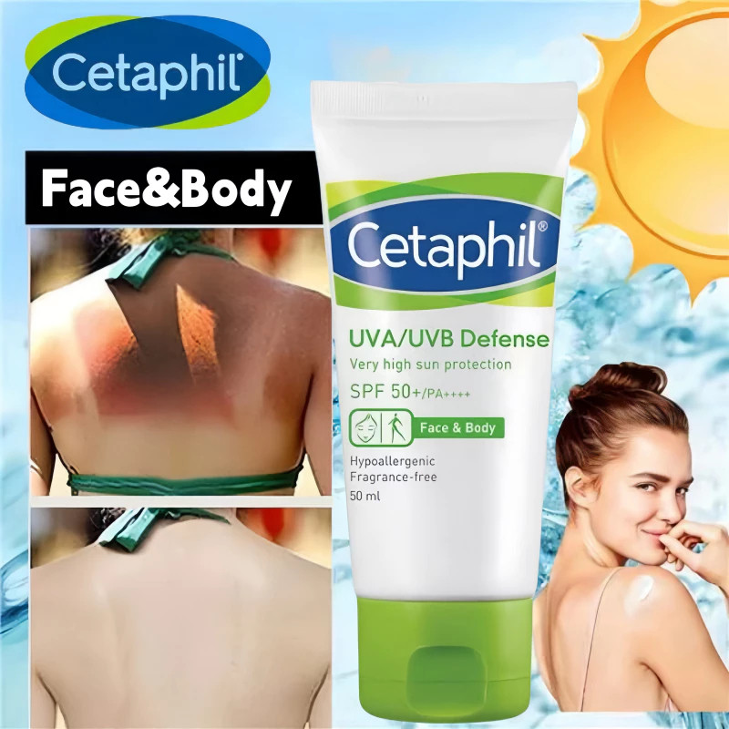 Cetaphil UVA/UVB Defense sunscreen SPF50+ PA++++ 50ml Tabir Surya Sunblock untuk Perawatan Wajah