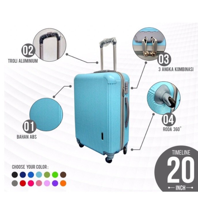 BIG SALE Koper Polo  Murah 20  Inch 4 Roda Berputar 360° ABS Hardcase /COD/Koper Umroh/Travel/Tas Wa