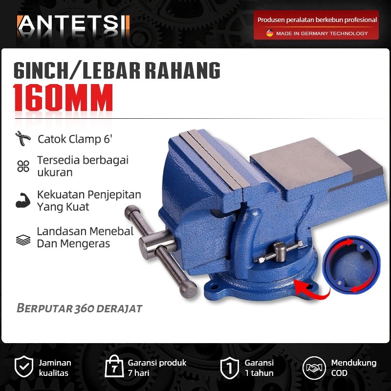 ANTETSI Catok Clamp 6'' / catok paron / Ragum Klem / Catok Meja / Bench Vise / Ragum Tanggem  Alat J