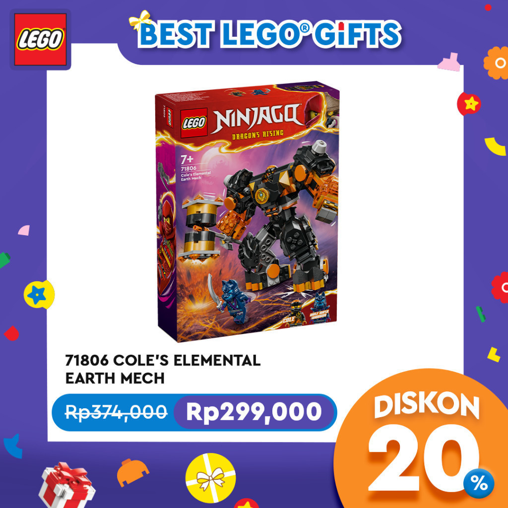 LEGO NINJAGO 71806 Cole’s Elemental Earth Mech Toy (235 Pieces) Ninja Toys (7 Tahun+) Mainan Balok (