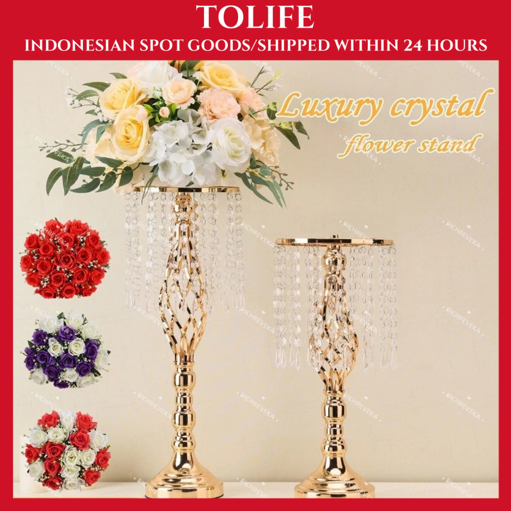 【COD】Vas Bunga Mewah Kristal - Dekorasi Ruang Tamu & Pernikahan Elegan, Hiasan Kaca Luxury dengan Te