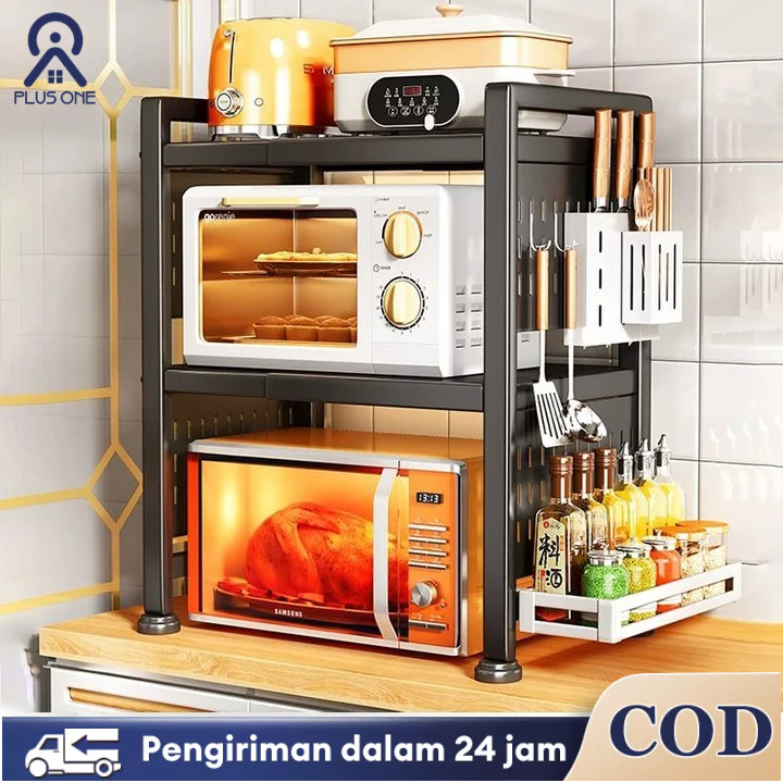 Rak Oven Microwave Yang Adjustable Rak Panci Rak Dapur Mudah disesuaikan dengan oven dan microwave A