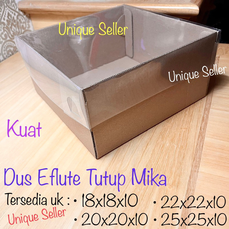 

[Isi10] Dus EFLUTE TUTUP MIKA 18x18x10 20x20x10 22x22x10 25x25x10 / Dus Kotak Box Kue Tart EFLUTE TUTUP MIKA Uk 18 20 22 25 Tinggi 10 cm / Dus Box Kue Souvenir Hadiah Ultah 18x18 20x20 22x22 25x25