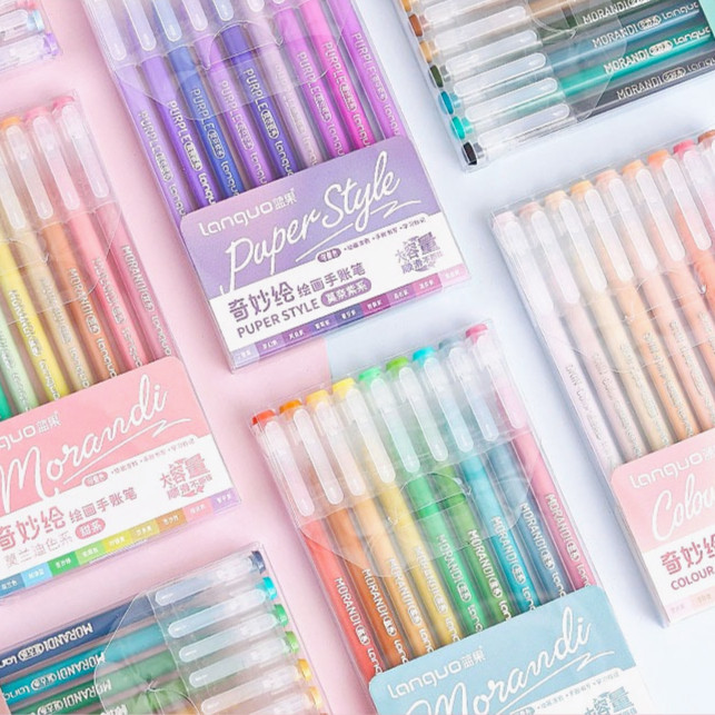 

Set 9pcs Pulpen warna warni drawing pen set acrylic marker art supplies spidol akrilik 0.5mm pena pulpen aesthetic morandi journal marker gel pen barang aesthetic