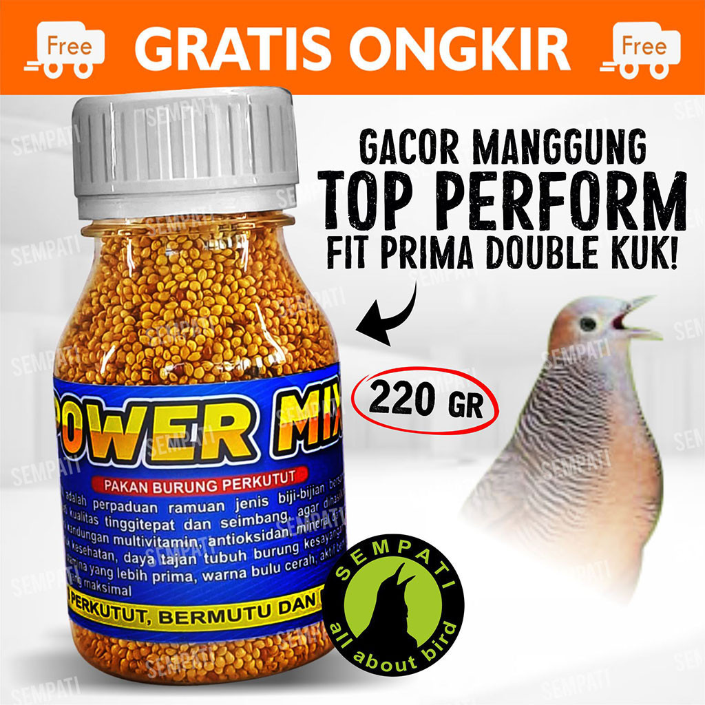 SEMPATI Power Mix 220gr Pakan Makanan Biji Bijian Burung Perkutut Tekukur Derkuku Puter Pakan Burung