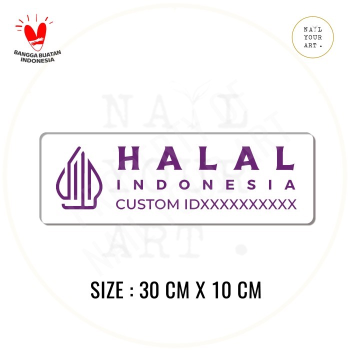 

RZ99 Sign Akrilik CUSTOM NOMOR ID SERTIFIKAT - HALAL INDONESIA 30 X 10 CM - PUTIH UNGU