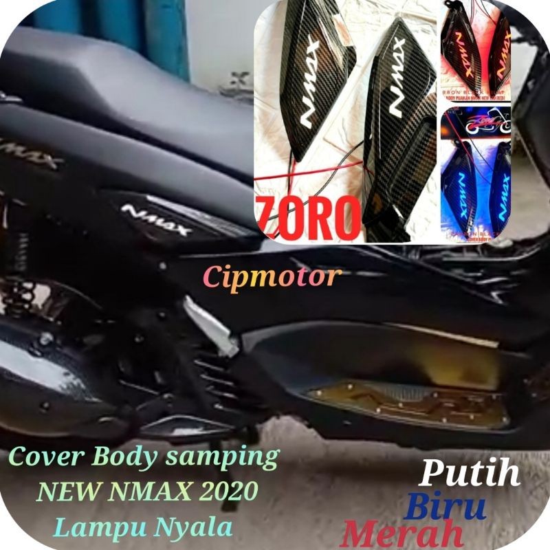 Cover body samping Nmax 2020 CARBON Led Merah Biru Putih