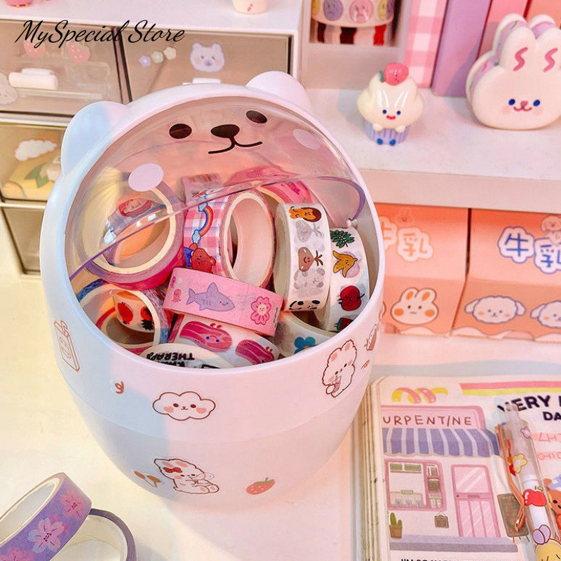 

1 Piece Creative Stationery Storage Box Kawaii Cute Cartoon Makeup Storage Box Student Office Desktop Organizer Student Supply