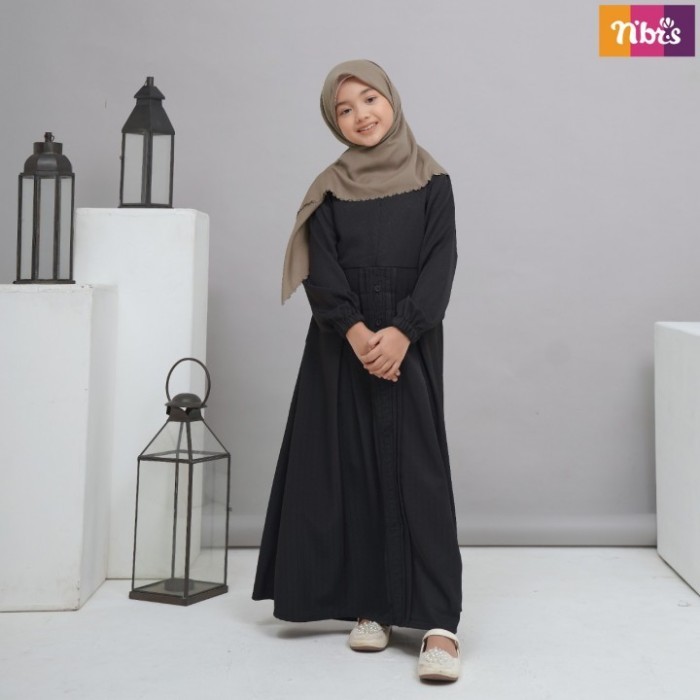 "WY.SY" -  TERLARIS Gamis Nibras Couple Ibu dan anak Perempuan NGC 06 Hitam Terbaru 2022 - Anak P3